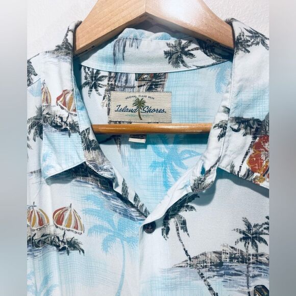 Island Shores Hawaiian shirt tropical Sport surfing palms Resort Beach men’s XXL - Picture 2 of 5